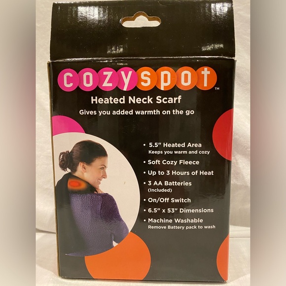 CozySpot Unisex Heated Scarf. Soft Fleece in Attractive Blue Grey White Plaid. - Picture 5 of 11